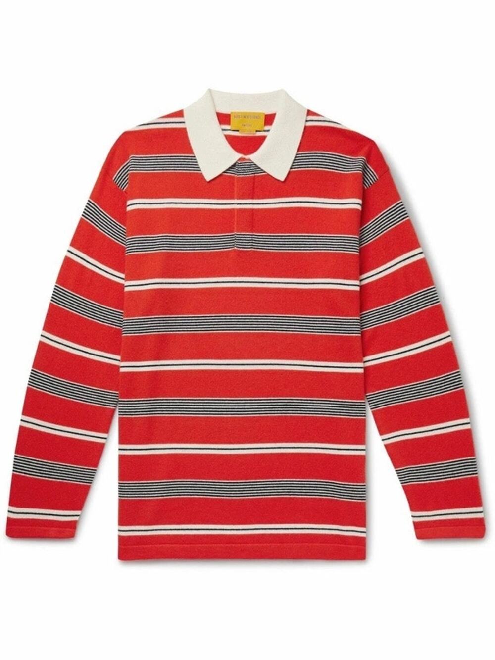 Guest in Residence 100% Cashmere Striped Rugby Polo Sweater Red Small